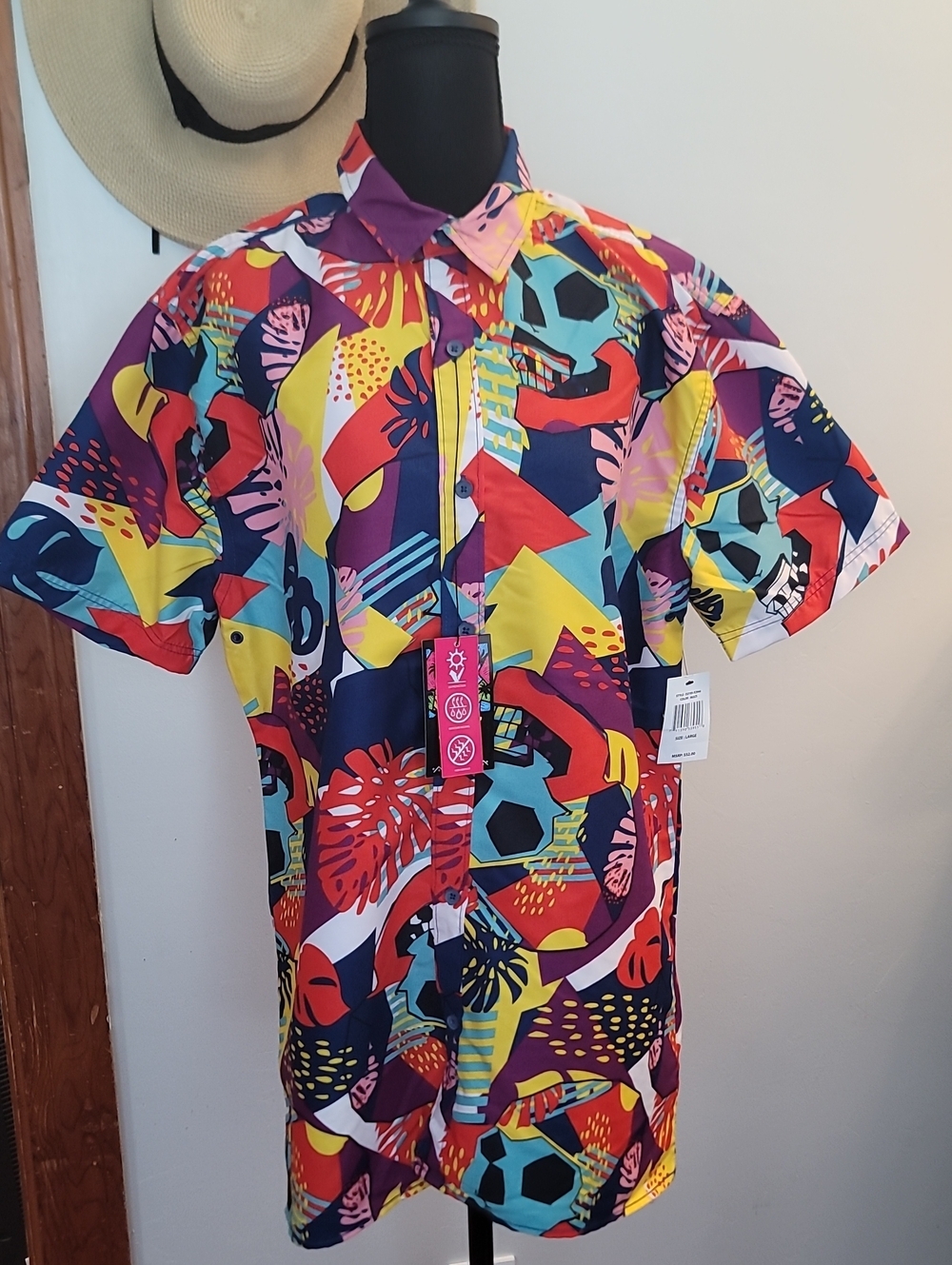 Surf Society Multicolor Graphic Short Sleeve Button-Down Shirt